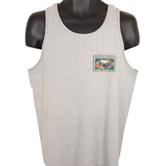 Hawaiian Triggerfish Tank Top Mens Size Large Gray Humuhumunukunukuapuaa Fish - Picture 2 of 7